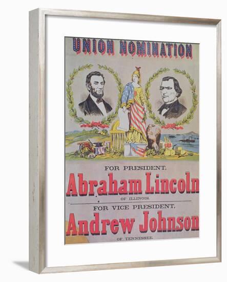 Electoral Campaign Poster for the Union Nomination with Abraham Lincoln Running for President-null-Framed Giclee Print