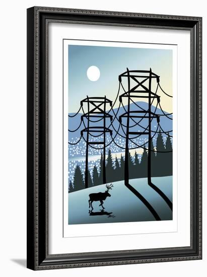 Electric Elk-Linda Braucht-Framed Giclee Print