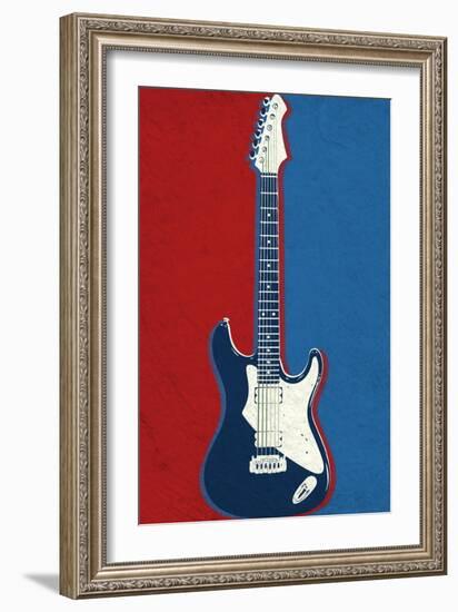 Electric Guitar Red White and Blue Music-null-Framed Art Print