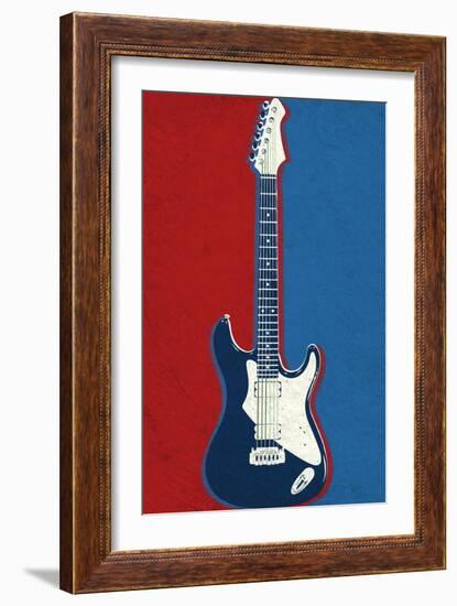 Electric Guitar Red White and Blue Music-null-Framed Art Print