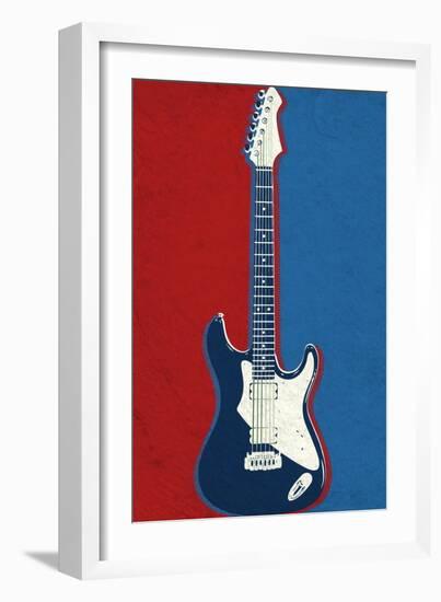 Electric Guitar Red White and Blue Music-null-Framed Art Print