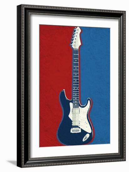 Electric Guitar Red White and Blue Music-null-Framed Art Print