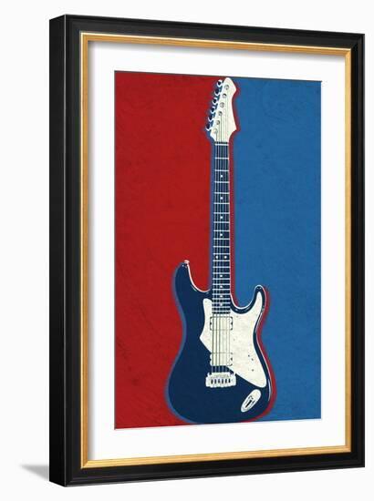 Electric Guitar Red White and Blue Music-null-Framed Art Print