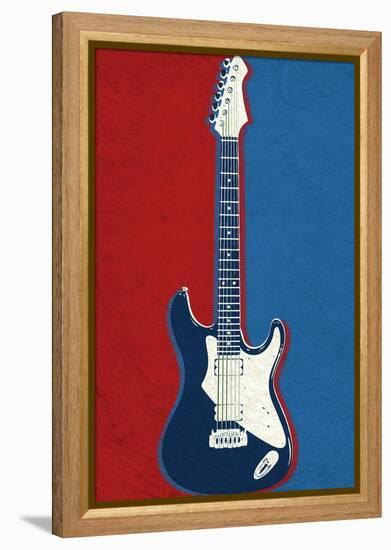 Electric Guitar Red White and Blue Music-null-Framed Stretched Canvas