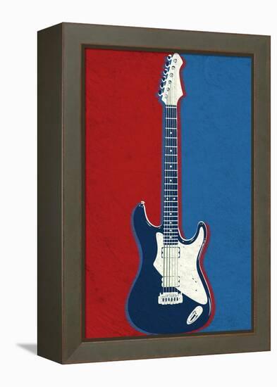 Electric Guitar Red White and Blue Music-null-Framed Stretched Canvas