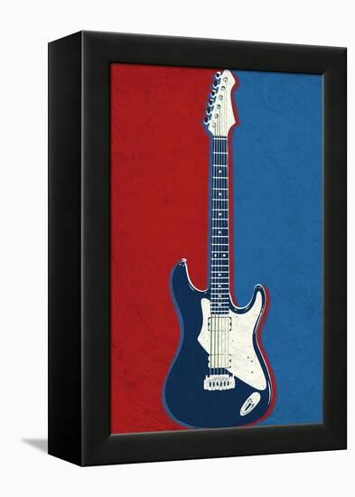 Electric Guitar Red White and Blue Music-null-Framed Stretched Canvas