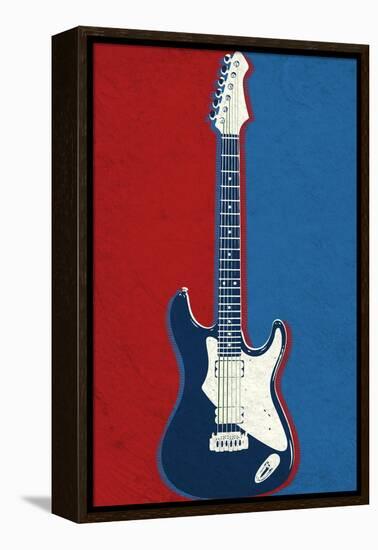 Electric Guitar Red White and Blue Music-null-Framed Stretched Canvas