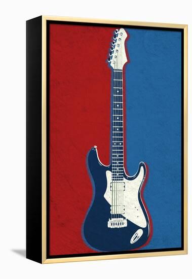 Electric Guitar Red White and Blue Music-null-Framed Stretched Canvas