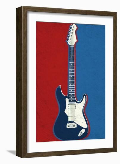 Electric Guitar Red White and Blue Music-null-Framed Premium Giclee Print