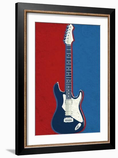 Electric Guitar Red White and Blue Music-null-Framed Premium Giclee Print