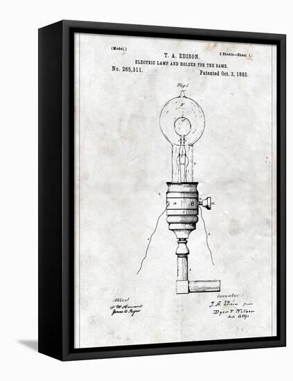 Electric Lamp-Patent-Framed Stretched Canvas