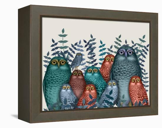 Electric Owls, Blue and Orange-Fab Funky-Framed Premier Image Canvas