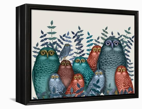 Electric Owls, Blue and Orange-Fab Funky-Framed Premier Image Canvas