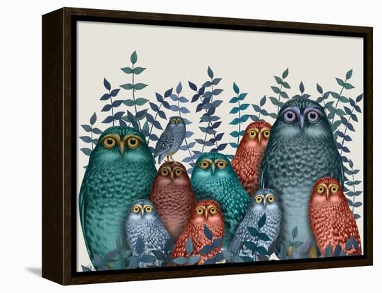 Electric Owls, Blue and Orange-Fab Funky-Framed Premier Image Canvas