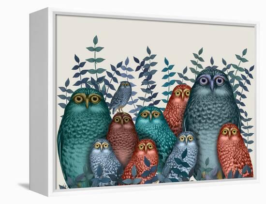 Electric Owls, Blue and Orange-Fab Funky-Framed Premier Image Canvas