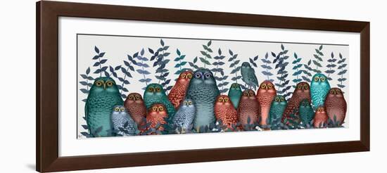 Electric Owls, Blue and Orange-Fab Funky-Framed Art Print