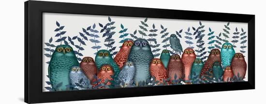 Electric Owls, Blue and Orange-Fab Funky-Framed Art Print