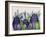 Electric Owls, Purple and Lime-Fab Funky-Framed Art Print