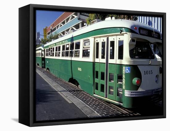 Electric Trolleys, Fisherman's Wharf, San Francisco, California, USA-William Sutton-Framed Premier Image Canvas