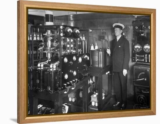 Electrical Engineer/Inventor Guglielmo Marconi in His Laboratory Aboard Steam Yacht "Elettra"-null-Framed Premier Image Canvas