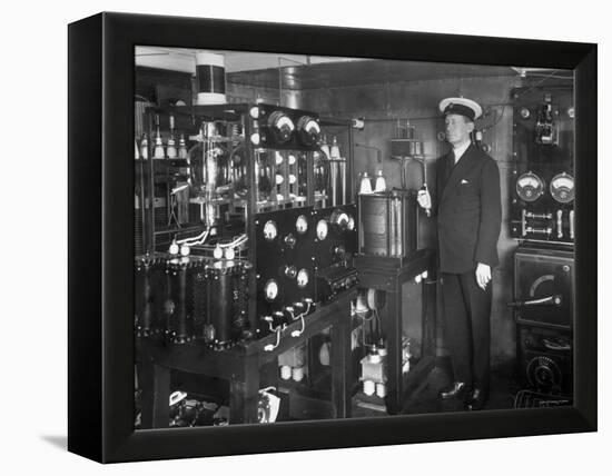 Electrical Engineer/Inventor Guglielmo Marconi in His Laboratory Aboard Steam Yacht "Elettra"-null-Framed Premier Image Canvas