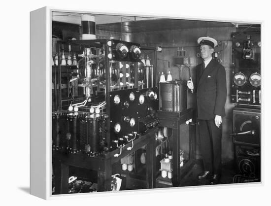 Electrical Engineer/Inventor Guglielmo Marconi in His Laboratory Aboard Steam Yacht "Elettra"-null-Framed Premier Image Canvas