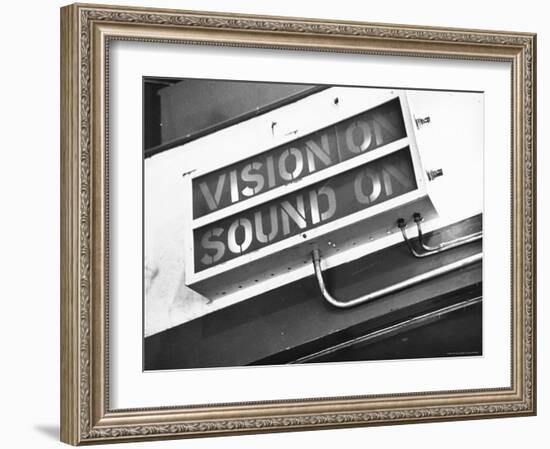 Electrical Sign Showing That the Sound and Vision Are on in the BBC Television Studio-William Vandivert-Framed Photographic Print