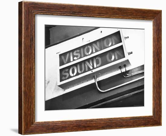 Electrical Sign Showing That the Sound and Vision Are on in the BBC Television Studio-William Vandivert-Framed Photographic Print