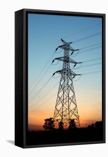 Electricity Pylons at Sunset-Liang Zhang-Framed Premier Image Canvas