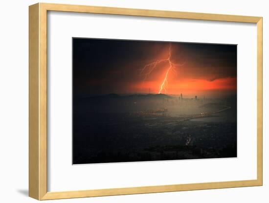 Electrifying Evening Lightning Strikes Bay Area Storm San Francisco-Vincent James-Framed Photographic Print