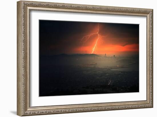 Electrifying Evening Lightning Strikes Bay Area Storm San Francisco-Vincent James-Framed Photographic Print
