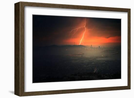 Electrifying Evening Lightning Strikes Bay Area Storm San Francisco-Vincent James-Framed Photographic Print