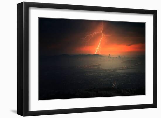 Electrifying Evening Lightning Strikes Bay Area Storm San Francisco-Vincent James-Framed Photographic Print