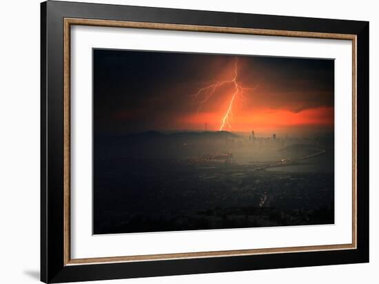 Electrifying Evening Lightning Strikes Bay Area Storm San Francisco-Vincent James-Framed Photographic Print