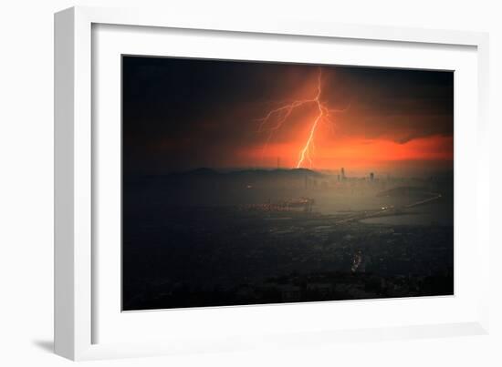 Electrifying Evening Lightning Strikes Bay Area Storm San Francisco-Vincent James-Framed Photographic Print