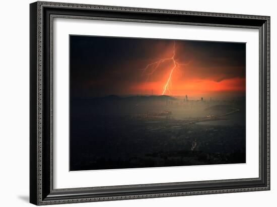Electrifying Evening Lightning Strikes Bay Area Storm San Francisco-Vincent James-Framed Photographic Print