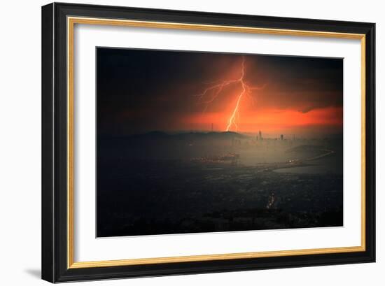 Electrifying Evening Lightning Strikes Bay Area Storm San Francisco-Vincent James-Framed Photographic Print