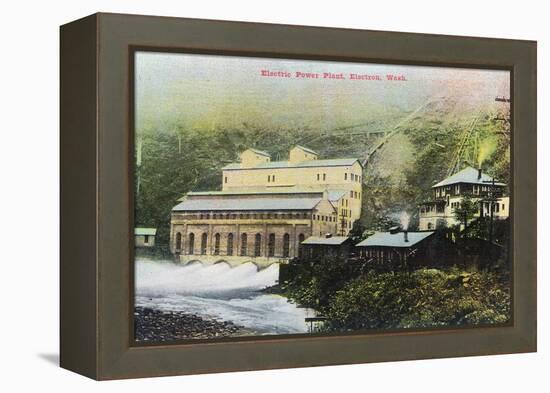 Electron, Washington - Exterior View of Electric Power Plant-Lantern Press-Framed Stretched Canvas