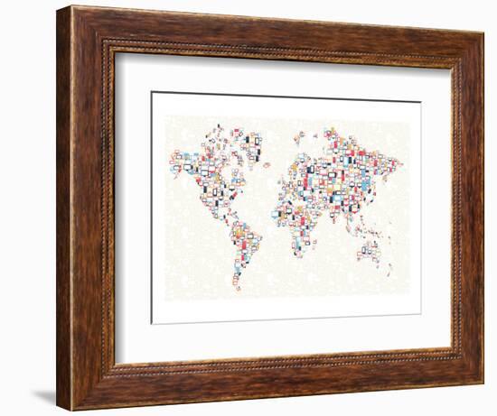 Electronics World Map-null-Framed Art Print