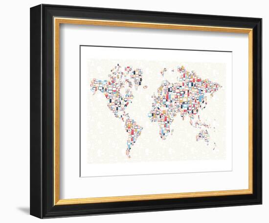 Electronics World Map-null-Framed Art Print