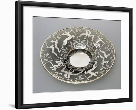 Electroplated Glass Plate with Hunting Scenes, 1930-1939, Italy-null-Framed Giclee Print
