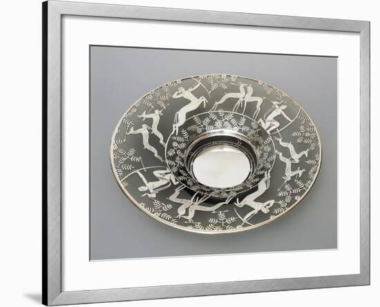 Electroplated Glass Plate with Hunting Scenes, 1930-1939, Italy-null-Framed Giclee Print