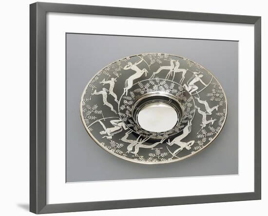 Electroplated Glass Plate with Hunting Scenes, 1930-1939, Italy-null-Framed Giclee Print