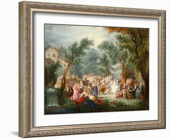 Elegant Company, Out of Doors with the Arrival of the Bridal Couple-Jean Antoine Watteau-Framed Giclee Print