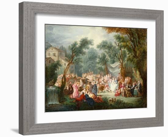 Elegant Company, Out of Doors with the Arrival of the Bridal Couple-Jean Antoine Watteau-Framed Giclee Print