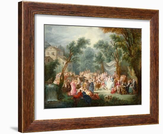 Elegant Company, Out of Doors with the Arrival of the Bridal Couple-Jean Antoine Watteau-Framed Giclee Print