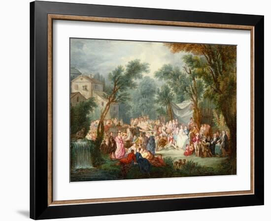 Elegant Company, Out of Doors with the Arrival of the Bridal Couple-Jean Antoine Watteau-Framed Giclee Print