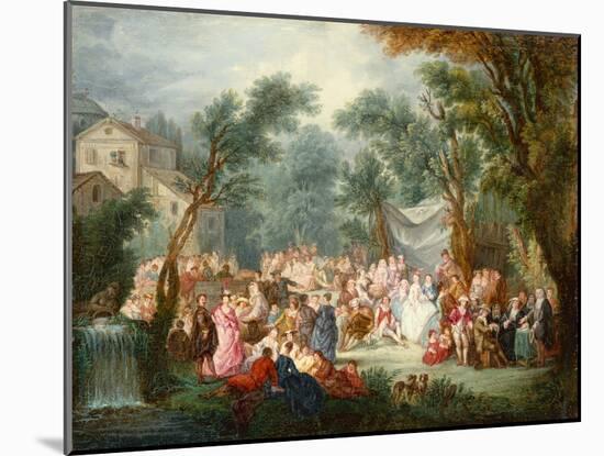 Elegant Company, Out of Doors with the Arrival of the Bridal Couple-Jean Antoine Watteau-Mounted Giclee Print