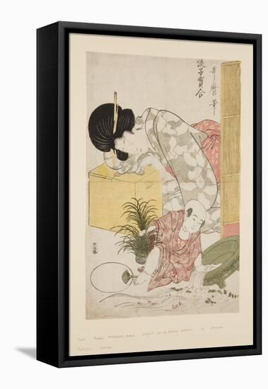 Elegant Comparisons of Little Treasures (Furyu Ko-Dakara Awase) (Colour Woodblock Print)-Kitagawa Utamaro-Framed Premier Image Canvas