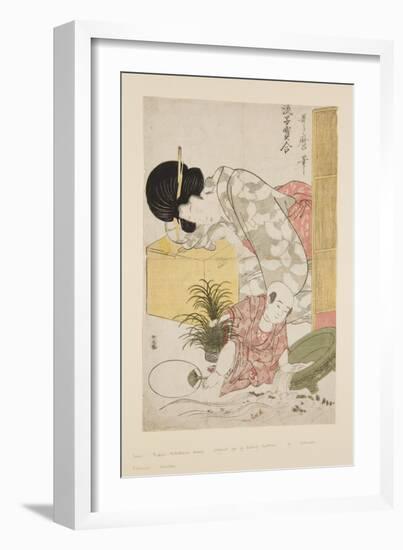 Elegant Comparisons of Little Treasures (Furyu Ko-Dakara Awase) (Colour Woodblock Print)-Kitagawa Utamaro-Framed Giclee Print